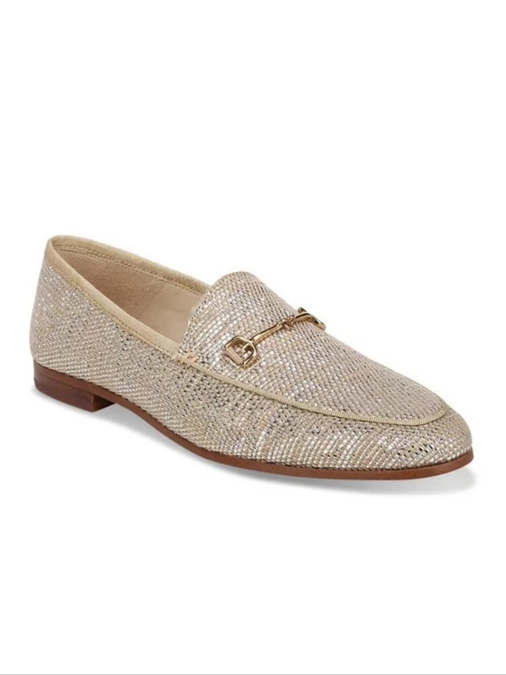 Sam Edelman Champagne Glitter Loafer with Gold Horsebit